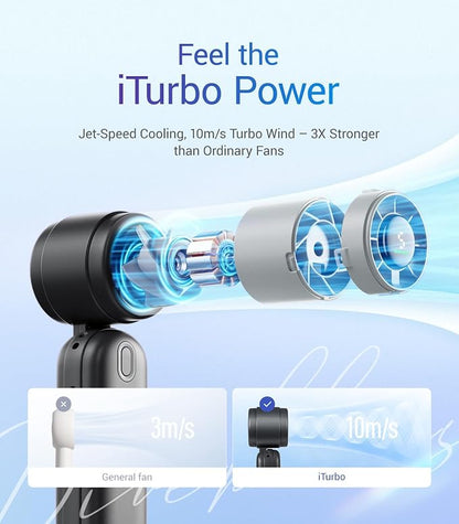 Diveblues Handheld Fan, 30ft/s Mini Portable Turbo Fan, 4000mAh Personal Fan - Image 2