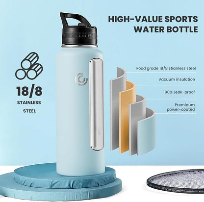 COKTIK 40oz Sports Water Bottle, Stainless Steel Water Bottle - Image 3