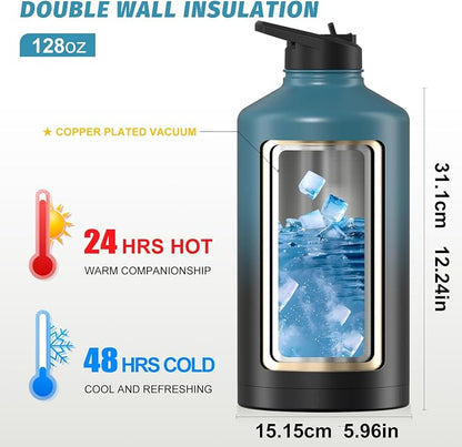 1 Gallon Water Bottle Insulated, BPA Free&Leak Proof, 128oz Stainless Steel - Image 3
