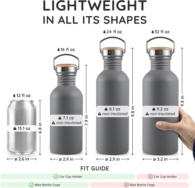 Bambaw 32 oz Non-insulated Stainless Steel Water Bottle - Image 5