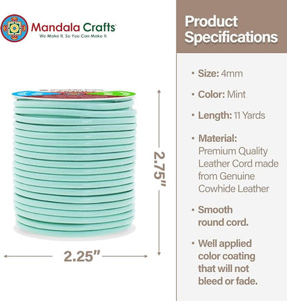 Mandala Crafts Round Genuine Mint Leather Cord - Image 4