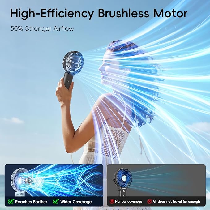 HandFan Upgraded 10, 000 mAh Quiet Handheld Fan - Image 2