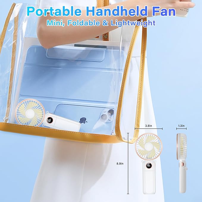 Portable Handheld Fan 5200mAh, USB Rechargeable Foldable Electric Personal - Image 5