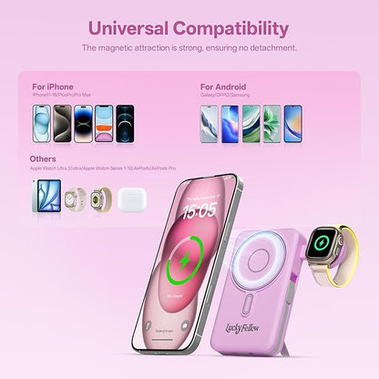 Magnetic Portable Charger Built-in Cables, 10000mAh Fast Charging Wireless - Image 5