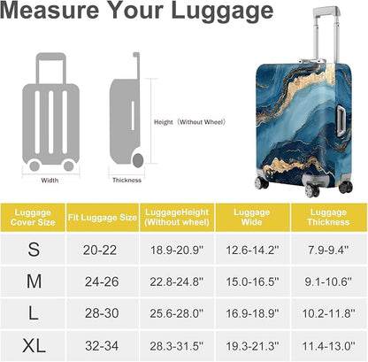 ANNA QUEEN Blue Marble Luggage Cover, Modern Gold Vein Abstract Design Suitcase - Image 5