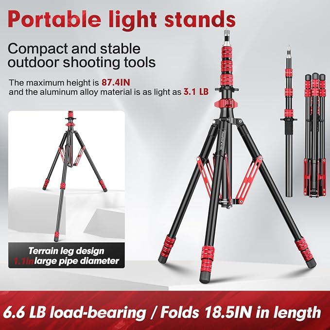 FreeSea Light Stand with Storage Bag, 87.4 inch/2.22m Aluminium Photography - Image 2