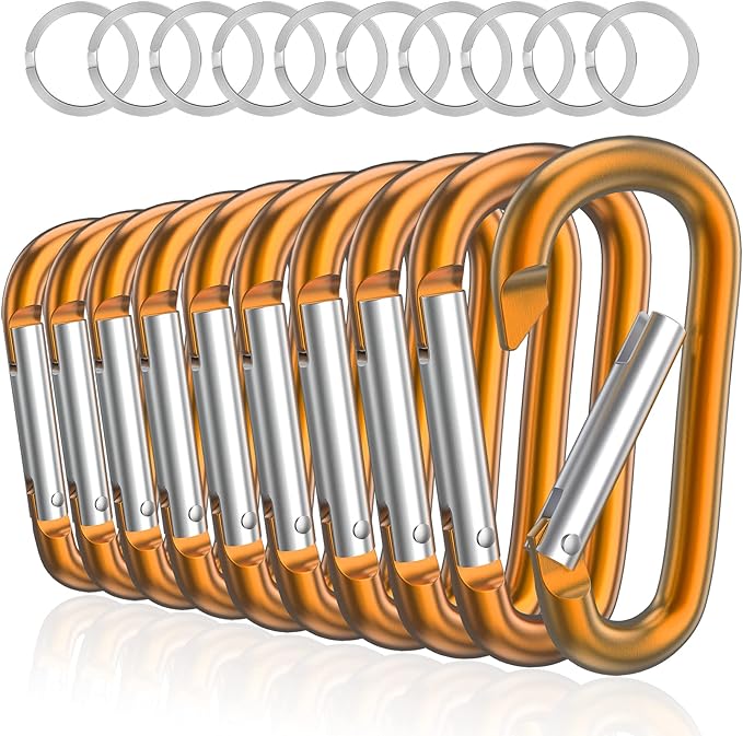 sprookber 3" Aluminum Carabiner D Ring, Caribeener Clips, Spring Snap Hook by Sprookber