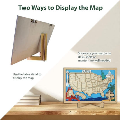 Wooden USA Landmark Travel Map, 16.5 x 11, 3-Layer Wood State Map Tracker Puzzle - Image 8