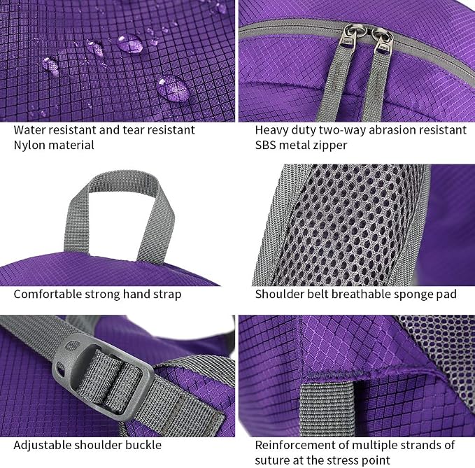 FENGDONG 35L Lightweight Foldable Waterproof Packable Travel Small Hiking - Image 4
