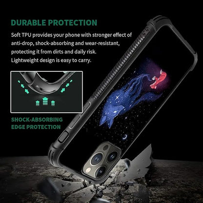 for iPhone 15 Pro Max Case, Galaxy Fox Wolf Pattern Graphic Design Girl Boy - Image 2