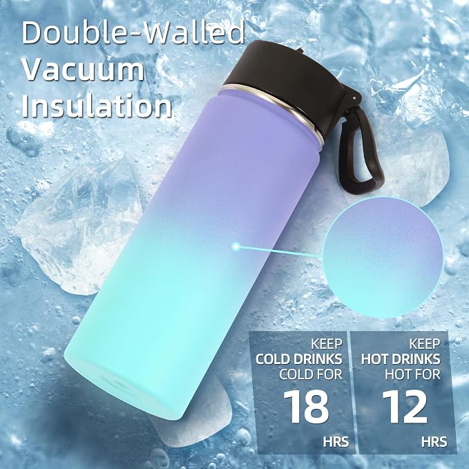 Volhoply 18oz Insulated Water Bottle Bulk 4 Pack, Kids Stainless Steel Water - Image 4