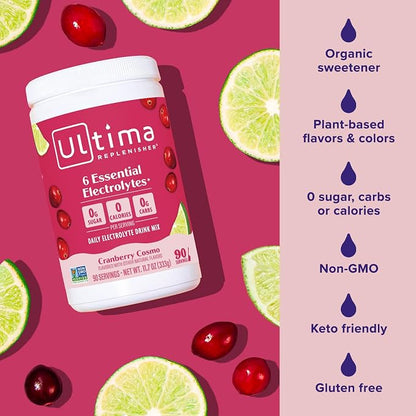 Ultima Replenisher Daily Electrolyte Powder Drink Mix – Sugar Free – Cranberry - Image 5