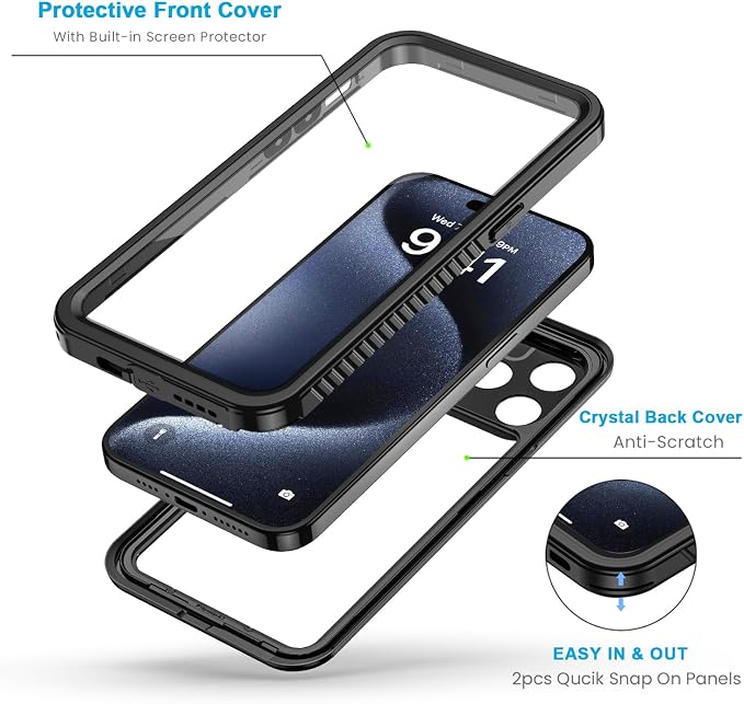 Lanhiem for iPhone 15 Pro Case, IP68 Waterproof Dustproof Shockproof Case - Image 3