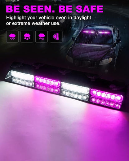 HLauto 6Z4J Emergency Dash Strobe Lights: 2x16.8 inch Purple White Safety Lights - Image 3