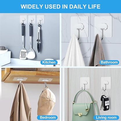 JINSHUNFA Adhesive Wall Hooks 13LB Heavy Duty No Drill Large Transparent - Image 3