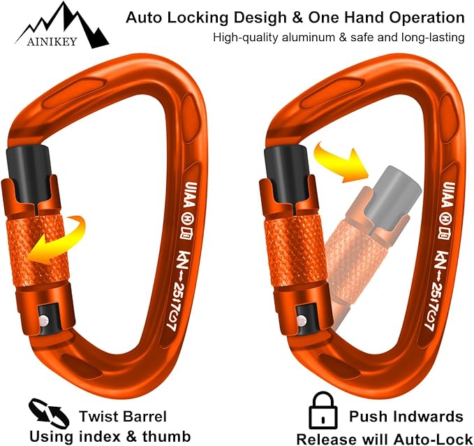 UIAA Certified Professional Heavy Duty Large Locking Carabiner Clips Climbing - Image 4