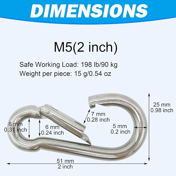 Marine Grade 316 Stainless Steel Carabiners Heavy Duty, Durable & Rust-Free - Image 3