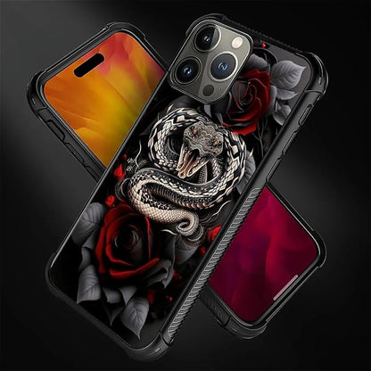 for iPhone 16 Pro Max Case, Entwined Rose Snake Pattern Graphic Design Girl Boy - Image 4