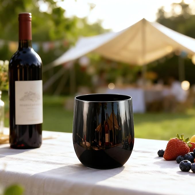 14-ounce Plastic Stemless Wine Glasses, All Purpose Arcylic Glasses - Image 4