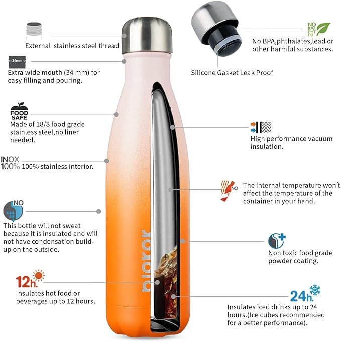 BJPKPK 17oz Insulated Stainless Steel Water Bottles, Sports Water Bottles Keep - Image 3