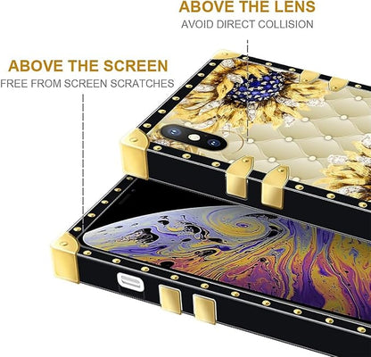 Compatible with iPhone Xs Max Case, Sunflower Diamonds Leather Luxury Golden - Image 7