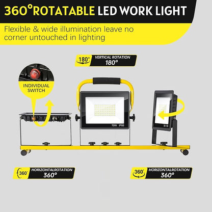 21000 LM LED Work Light with Stand, 3-Head Adjustable Portable Tripod Light - Image 7