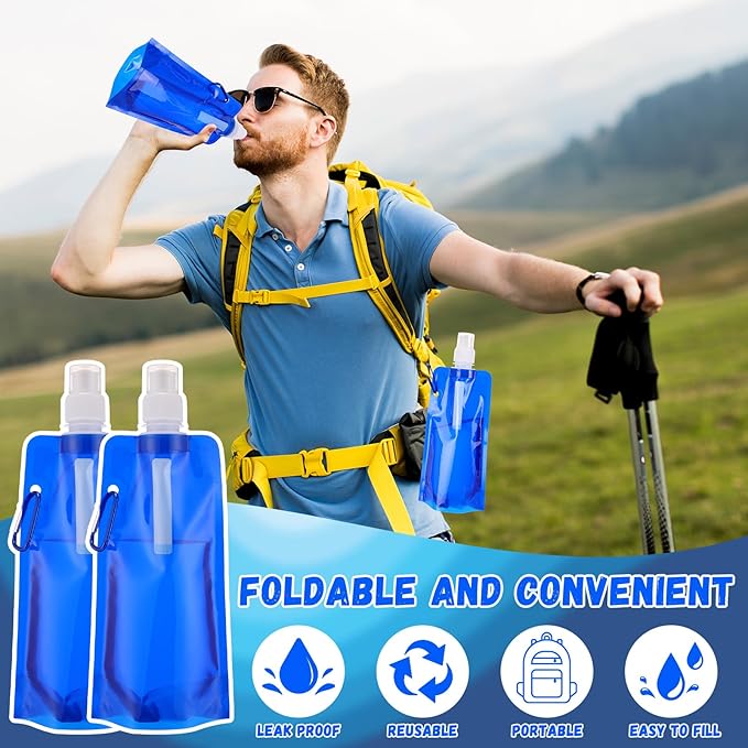 Teenyyou 48 Pack Collapsible Water Bottles Bulk 16oz Foldable Water Bottles - Image 5