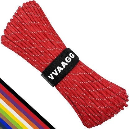 VVAAGG Reflective Paracord Rope 100FT, 7 Strand Nylon para Cord Lanyard Utility by ParacordSpecialist
