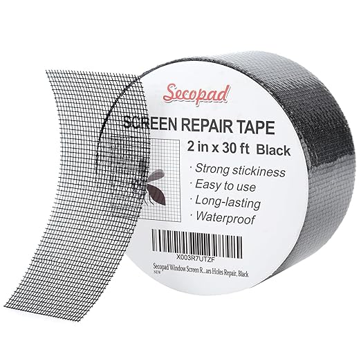Secopad Black Window Screen Repair Tape, 2 in X 30 FT Screen Repair Kit by Secopad