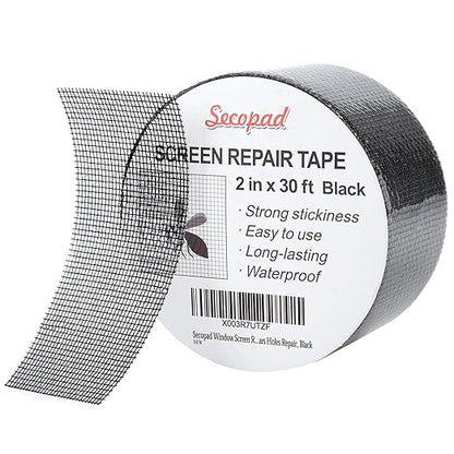 Secopad Black Window Screen Repair Tape, 2 in X 30 FT Screen Repair Kit by Secopad