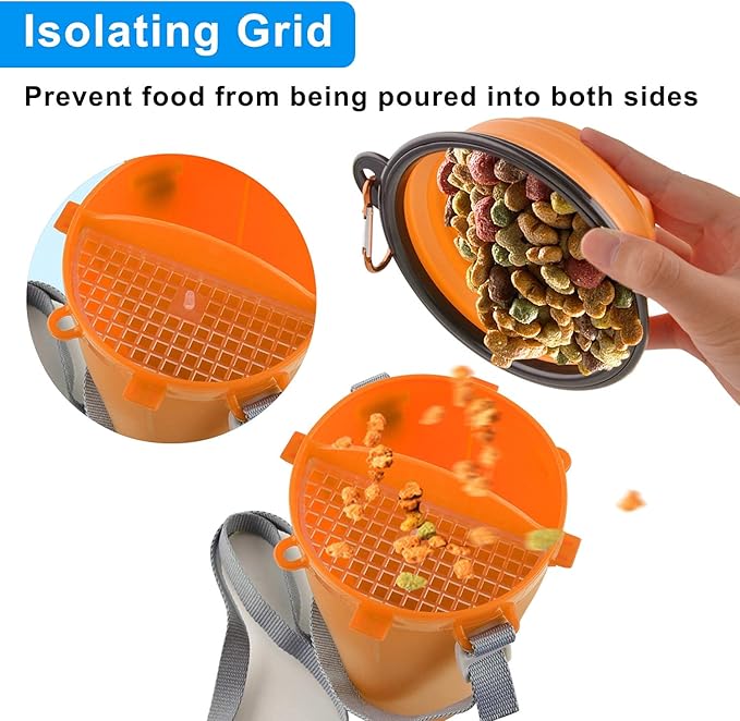Dog Travel Water Bottle Collapsible Bowls, 2 in 1 Pet Food Container - Image 4