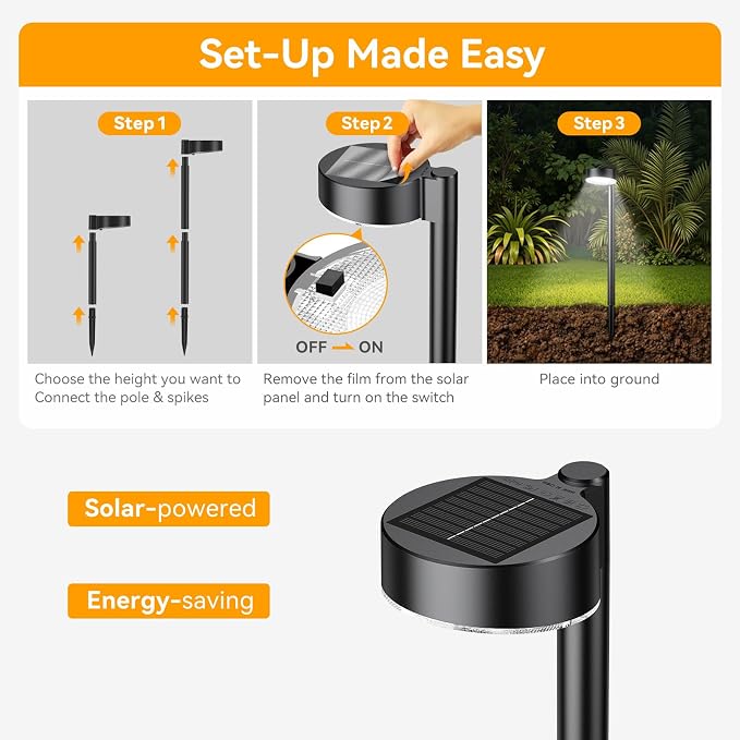 Ahaorigin 8 Pack Solar Pathway Lights Outdoor, 12 Brighter LED Solar Lights - Image 6