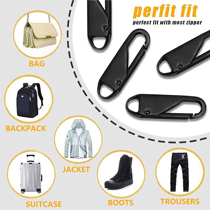 OXT 8 PCS Black Upgraded Zipper Pull, Premium Zipper Pull Replacement, Zipper - Image 6