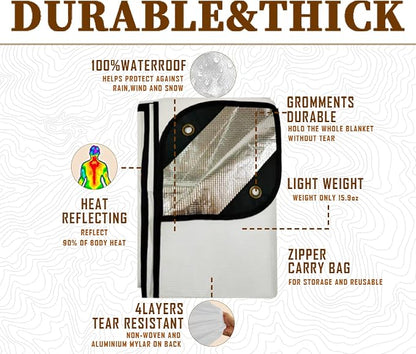 Heavy Duty Survival Blanket -Multifunctional Reflective Tarp Thermal Blanket - Image 3