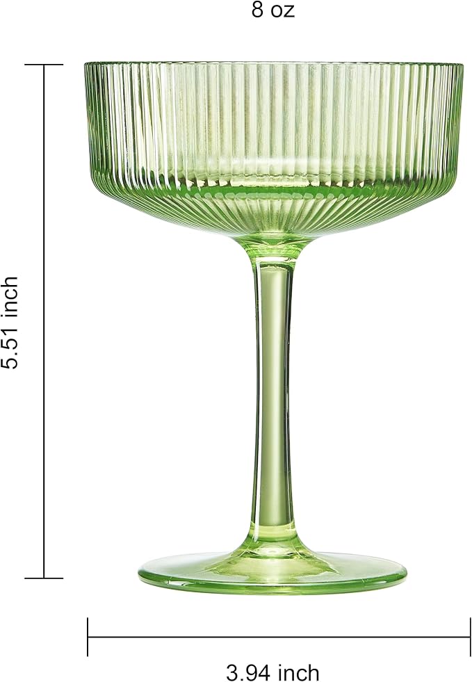 Khen Shatterproof Acrylic Ribbed Vintage Art Deco Martini, Champagne & Cocktail - Image 8