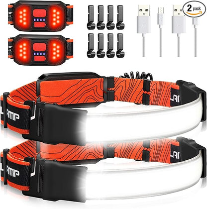 Hopedone 2 Packs Rechargeable Headlamp, 230°Wide-Angle 1000 Lumens Headlamp by Hopedone