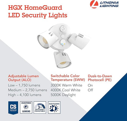 Lithonia Lighting HomeGuard 3-Light LED Outdoor Flood Lights, Outdoor LED Lights - Image 3