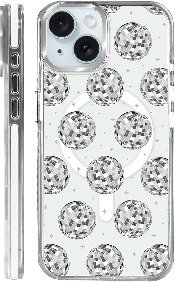 Case for iPhone 15, Disco Ball Grayish White Phone Case Design，for Women Girls by Toulas