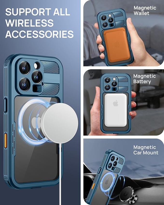 Lanhiem Magnetic for iPhone 16 Pro Max Case, IP68 Waterproof Dustproof Case - Image 3