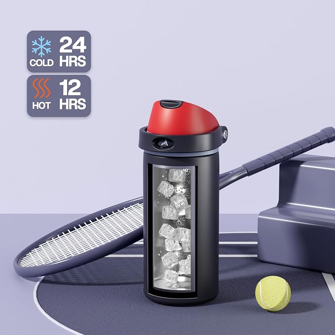 POWCAN 18 oz Stainless Steel Water Bottle: 2-in-1 Push-Button Spout & - Image 3