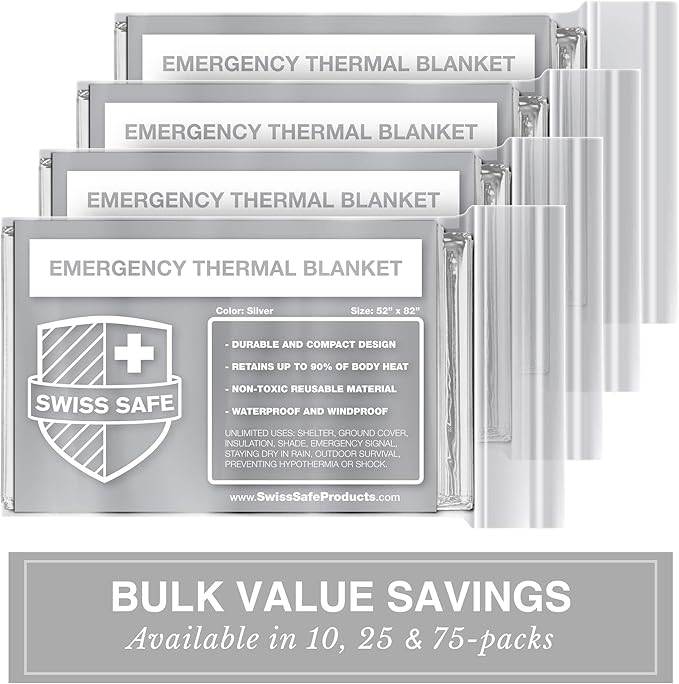 Swiss Safe Emergency Mylar Thermal Blankets + Bonus Space Blanket - Image 2