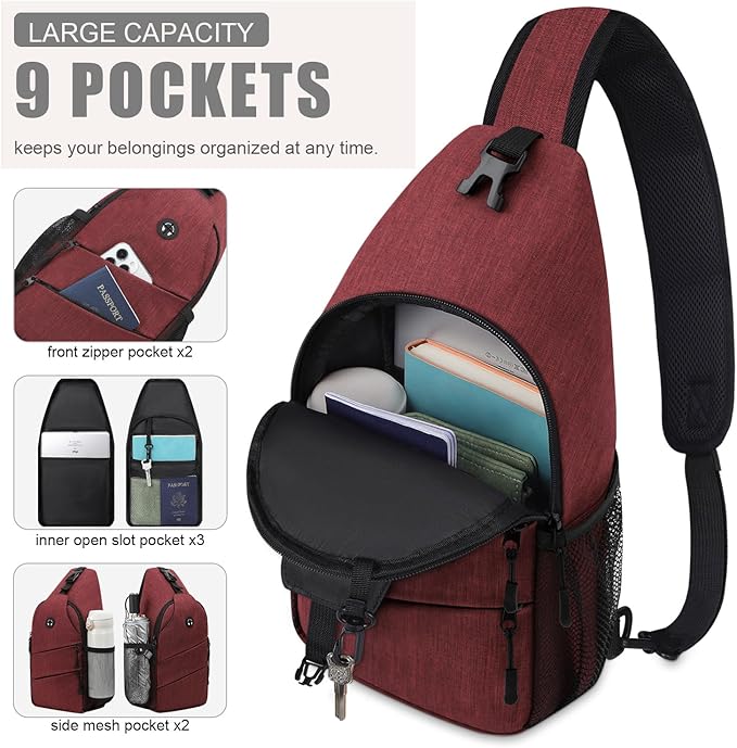 Pritent Crossbody Bags for Women Men Trendy Sling Bag Backpack Casual Chest Bag - Image 3