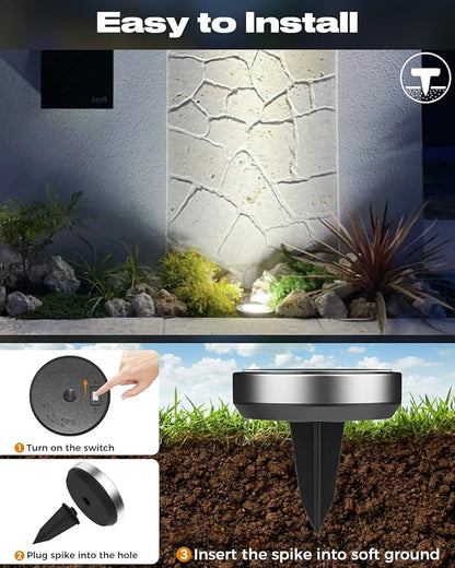 btfarm 4 Pack Solar Lights Outdoor, 8 LED Solar Ground Lights IP65 Waterproof - Image 5