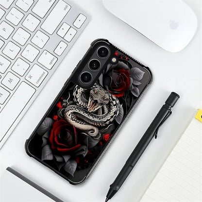 for Samsung Galaxy S23 Case, Entwined Rose Snake Pattern Graphic Design Girl - Image 7