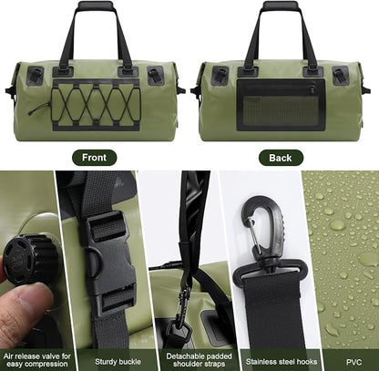 Waterproof Duffel Bag, 70L Large Motorcycle Dry Backpack, Heavy-Duty Roll Top - Image 3