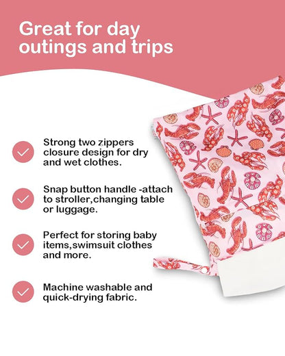 ALVABABY 2pcs Cloth Diaper Wet Dry Bags Waterproof Reusable - Image 4