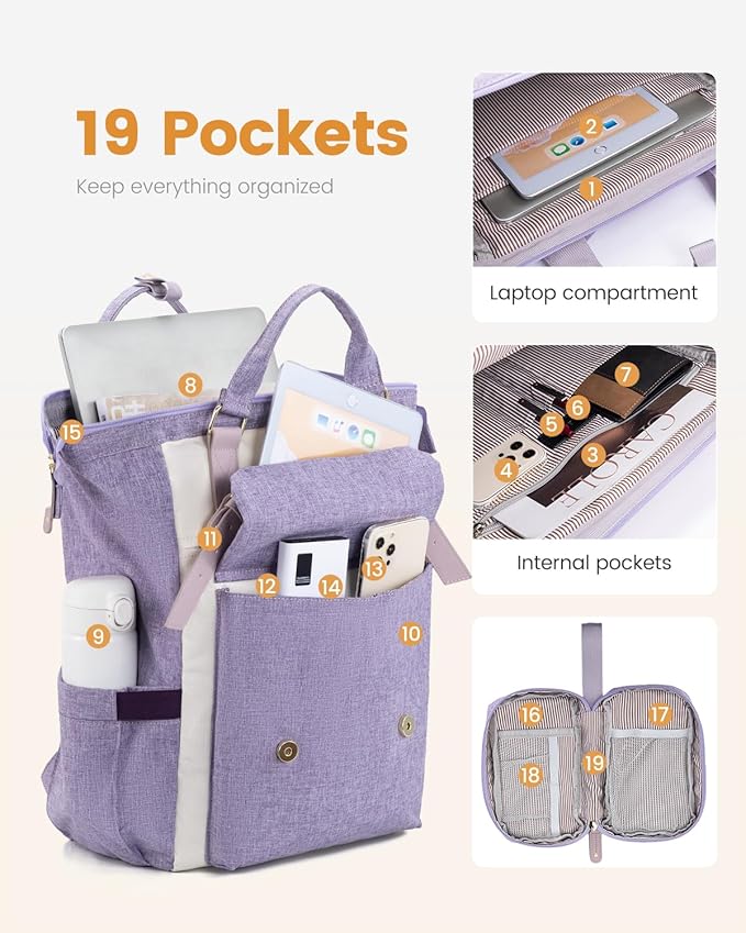 LOVEVOOK Extra Large Backpack for Women, 18 Inch Travel Laptop Backpack - Image 3