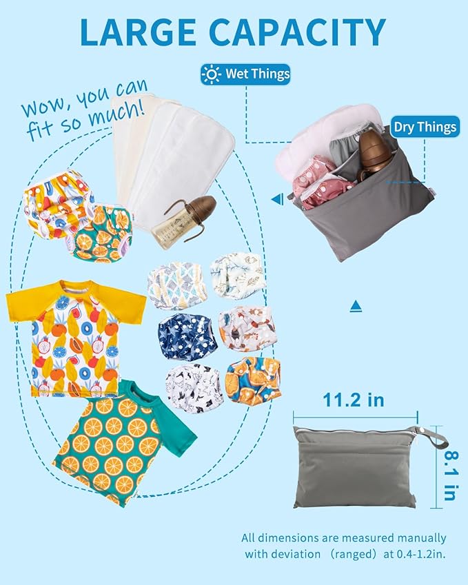 babygoal Wet Dry Bags for Baby Cloth Diapers, Washable Travel Bags, Gym Bag for - Image 5
