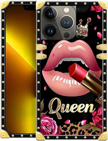 Compatible with iPhone 13 Pro Case, Glitter Red Rose Queen Leopard Lipstick by Unknown