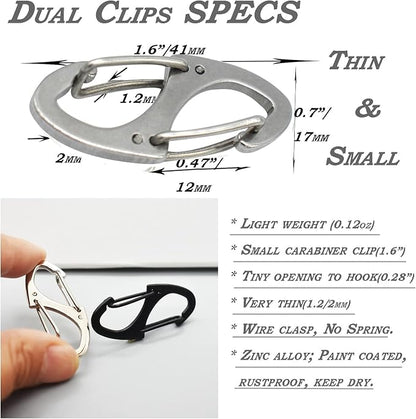 Small Carabiner Clips 1.6 inch Metal Double Sided Spring Gate Snap Hooks - Image 5